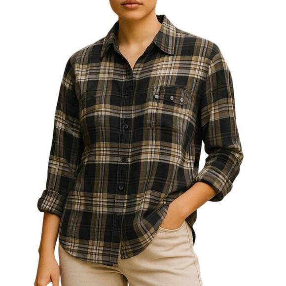 Charlotte Russe Y2K Grunge Studded Pocket Flannel Shirt Size Medium - Picture 1 of 14
